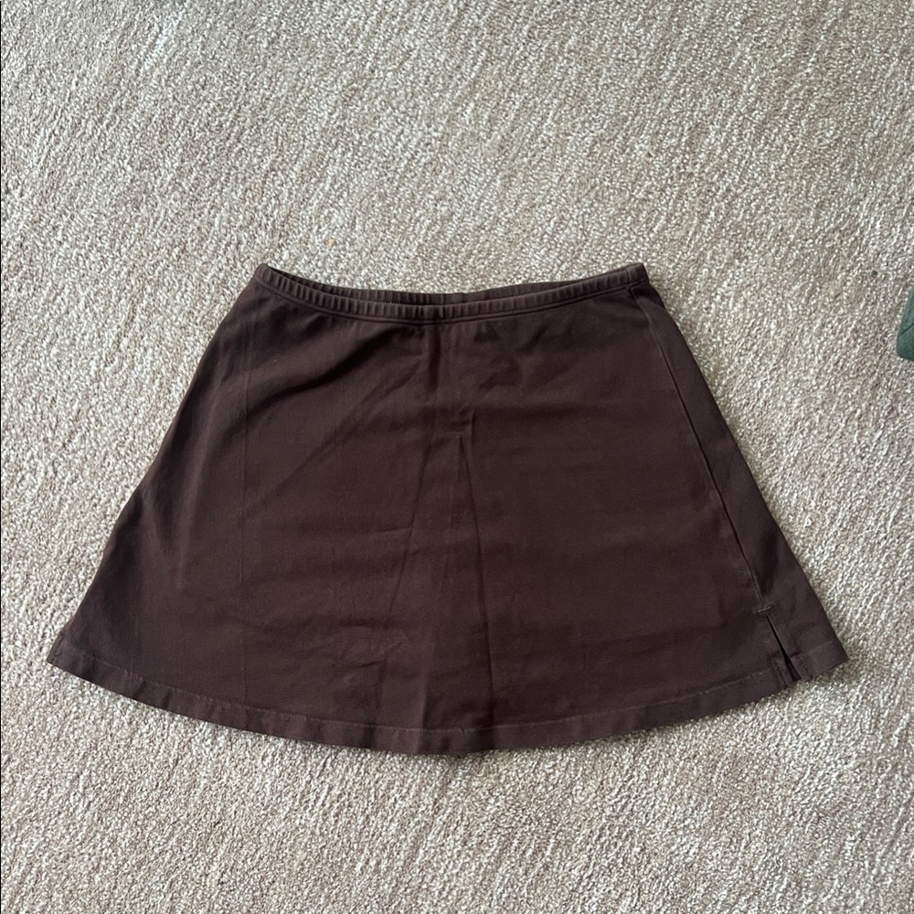 Los Angeles Apparel Brown Mini A-Line Skirt